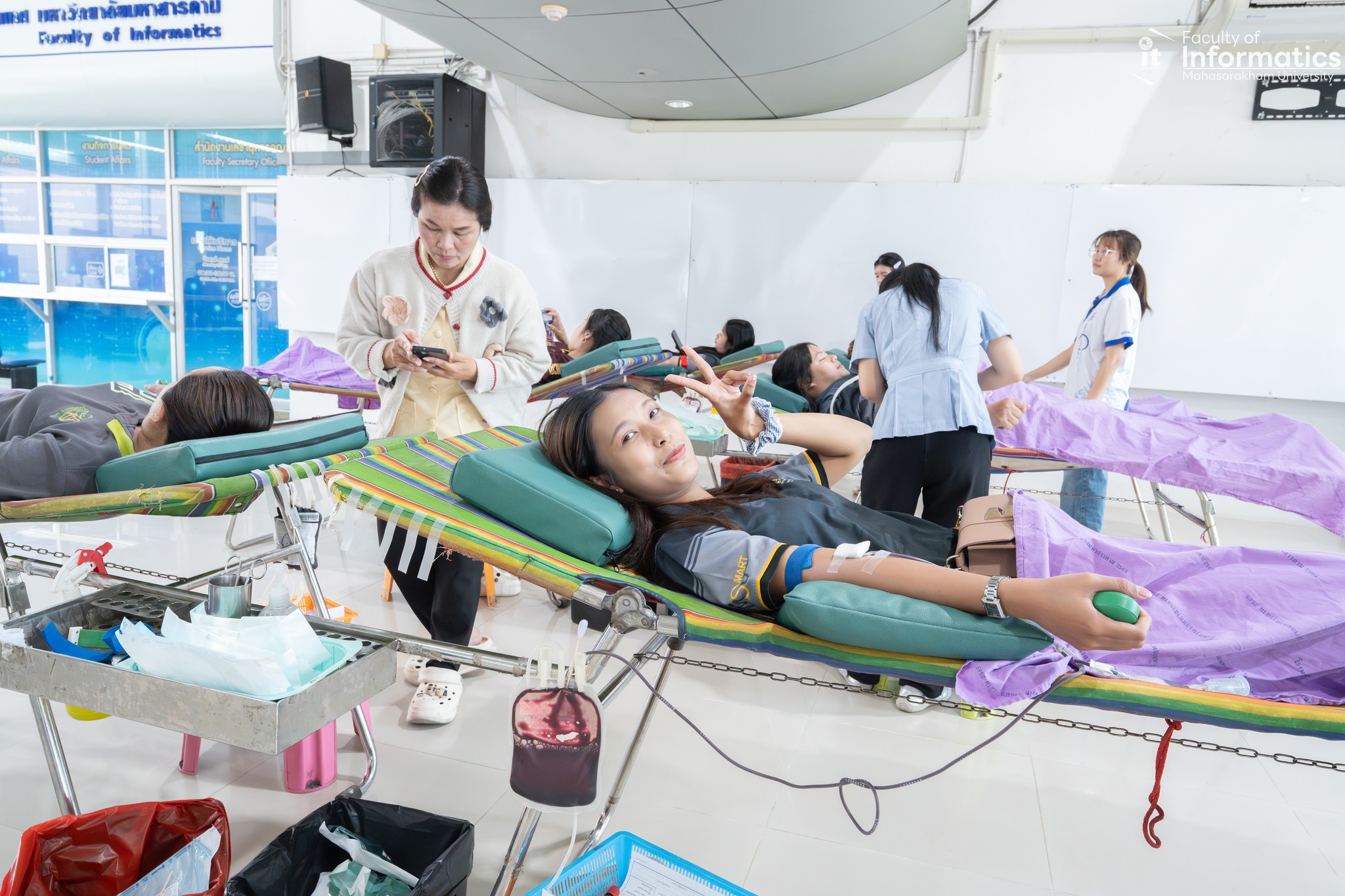 คณะวิทยาการสารสนเทศ มหาวิทยาลัยมหาสารคาม ร่วมกับเหล่ากาชาดจังหวัดมหาสารคามจัดกิจกรรมรับบริจาคโลหิต