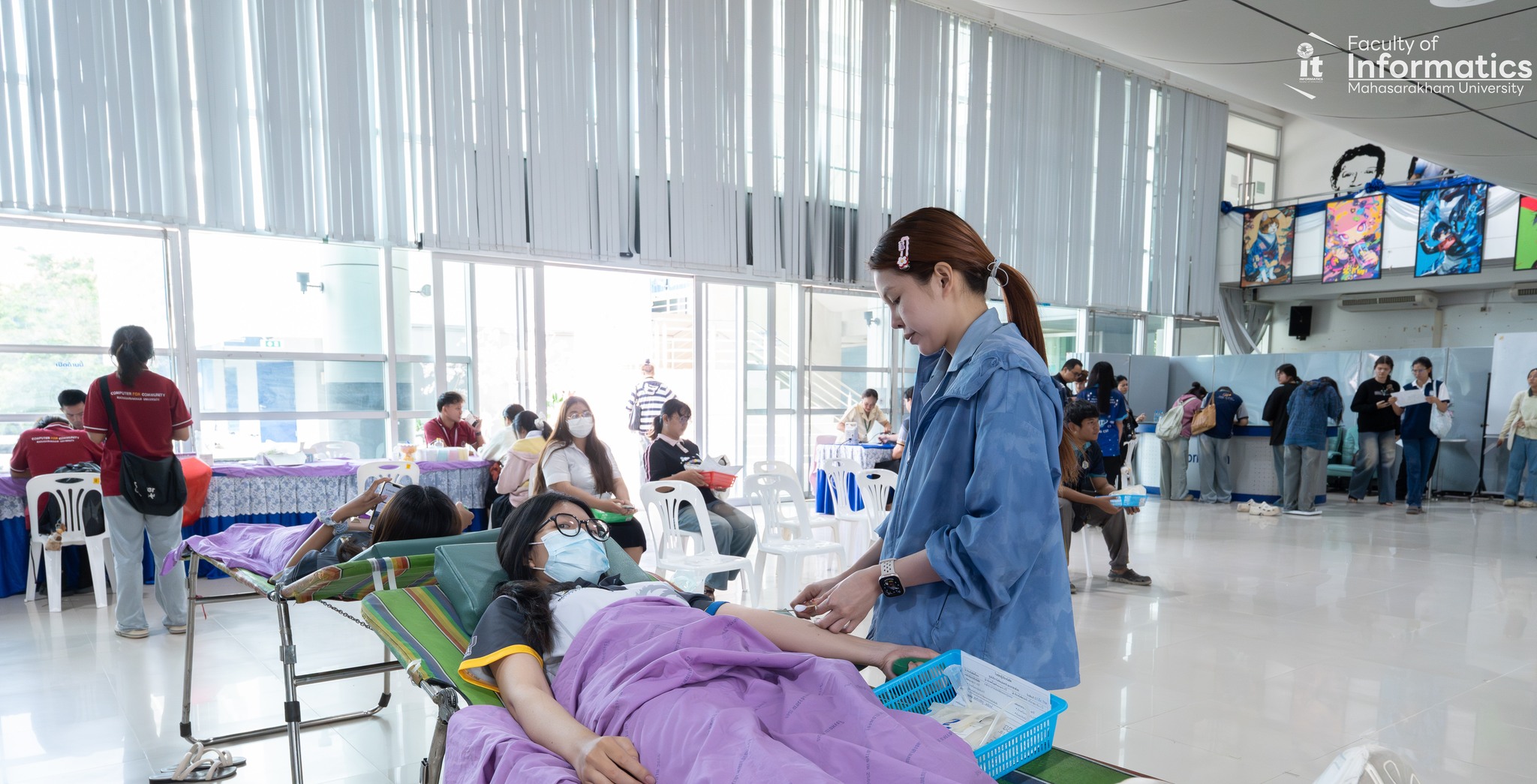 คณะวิทยาการสารสนเทศ มหาวิทยาลัยมหาสารคาม ร่วมกับเหล่ากาชาดจังหวัดมหาสารคามจัดกิจกรรมรับบริจาคโลหิต